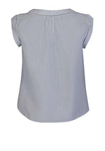 Cargar imagen en el visor de la galería, Top sin mangas Tommy Jeans, cuello redondo, bordado de ojales, rayas, crudo/azul claro