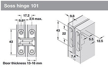 Load image into Gallery viewer, SOSS Schrankscharnier, unsichtbar, Edelstahl, Modell 101 (2 Stück)