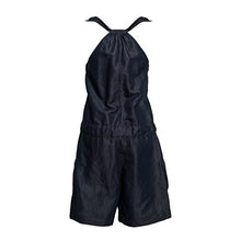 Carica l'immagine nel visualizzatore di Gallery, ERMANNO by Ermanno Scervino Damen Jumpsuit Denim Blau | Kurz, Ärmellos, Gürtelband