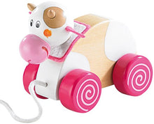Carica l'immagine nel visualizzatore di Gallery, Kuh Pia Holz-Ziehfigur von Playtastic mit bunten Rädern