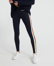 Carica l'immagine nel visualizzatore di Gallery, Superdry Damen Retro Leggings Eclipse Navy | Stretch Baumwoll-Leggings mit Streifendetail