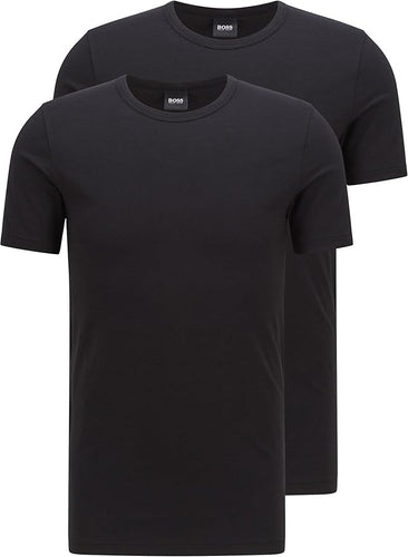 BOSS Herren T-Shirt Schwarz im Doppelpack – Frontansicht
