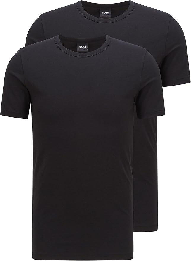 BOSS Herren T-Shirt Schwarz im Doppelpack – Frontansicht
