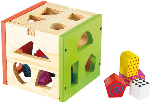 Playtastic Steckwürfel aus Holz in bunter Gesamtansicht mit Formen zum Einstecken